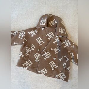 Tommy Hilfiger Brown and White Kids Pea Coat